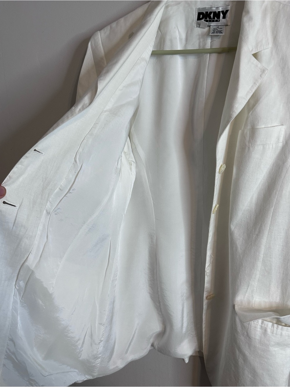 DKNY Women's Cream-White Linen Blend Blazer Jacket - Picture 8 of 11